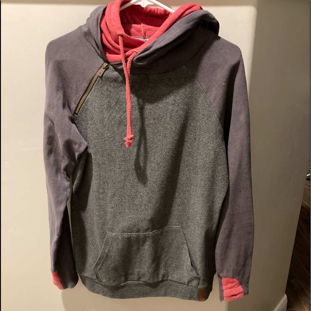 Grey and red sweatshirt